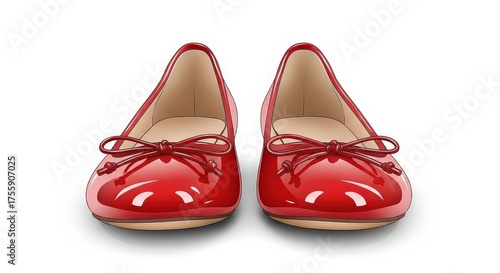 Pair of shiny red high heel shoes isolated on a white background