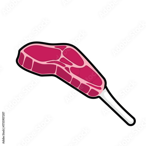 Simple Cartoon Style Tomahawk Steak