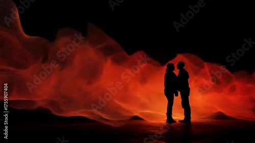 Silhouette couple night scene