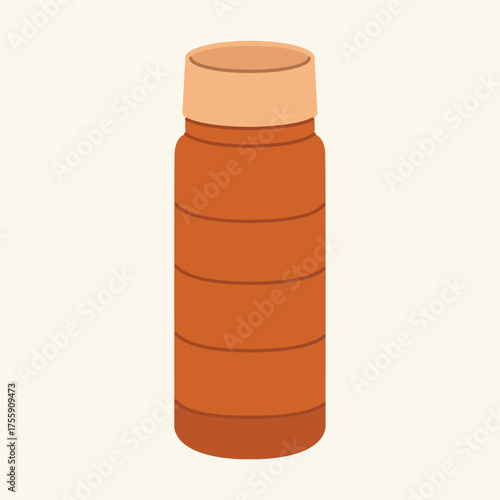 Thermos mug, reusable cup, cup for hot drinks. Travel camping equipment. Vector illustration in flat style