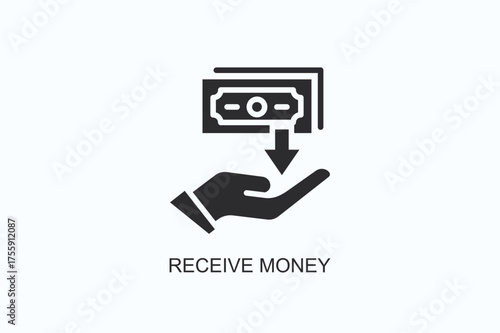 Receive Money Icon Or Logo Isolated Vector Illustration