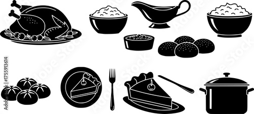 Australian Summer Beach Black Silhouette Vector Collection: Surf, Waves, Sun, Palm Tree, Holiday Icons for Travel and Seasonal Design	