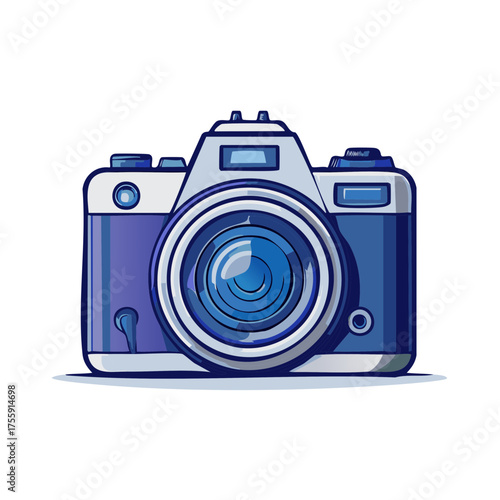 Stylized Illustration of a Vintage Blue Camera
