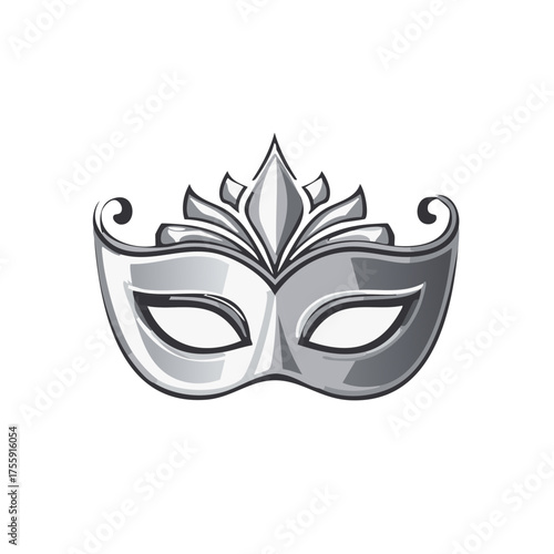 Elegant Silver Masquerade Mask Ornate Venetian Carnival Celebration Illustration