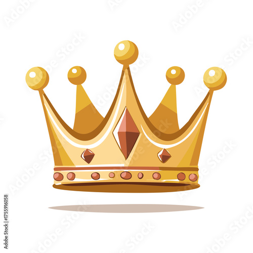 Golden crown adorned with gems depicting royalty, power, and luxury in a cartoon style