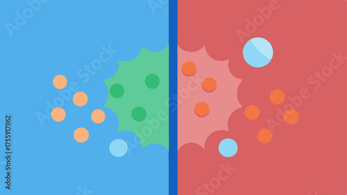 Before and After A split illustration comparing the skin before and after nanotechnology application showing enhanced hydration on one side with visible particles.