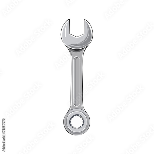 Polished Chrome Wrench with Open and Box Ends, Mechanic Tool, Industrial Hardware
