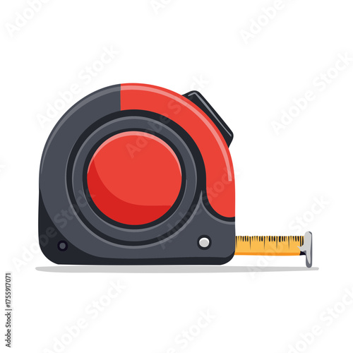 Red and Gray Tape Measure Extending Yellow Measuring Tape