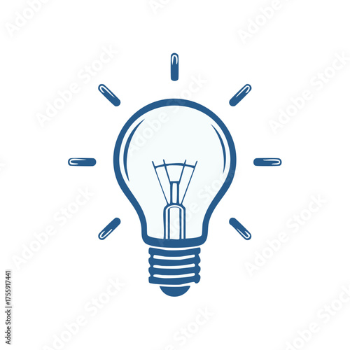 Glowing blue light bulb icon symbolizing a brilliant idea, creative thought, innovation, and insightful solution.