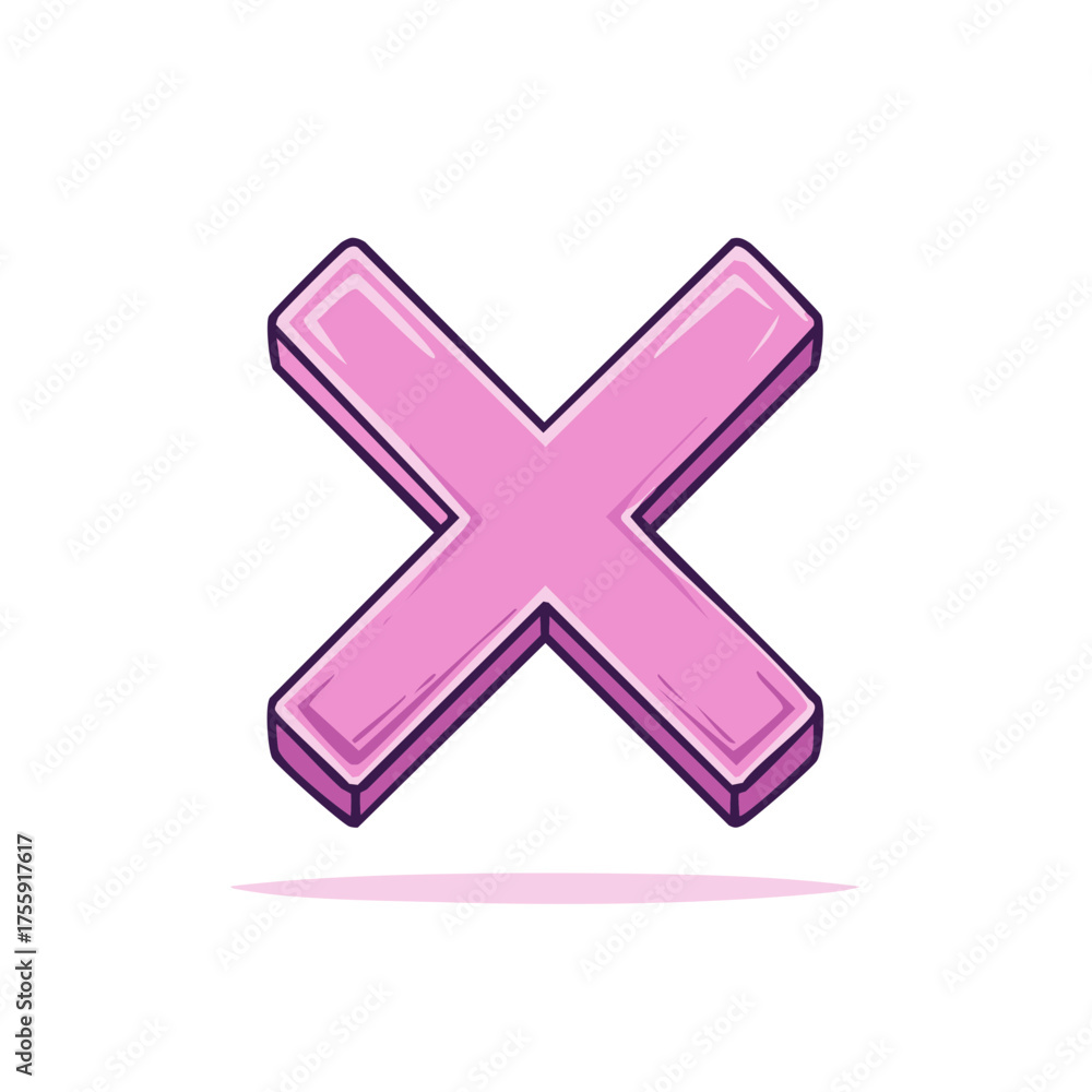 Obraz premium Pink three dimensional X mark symbol for wrong answer or close button