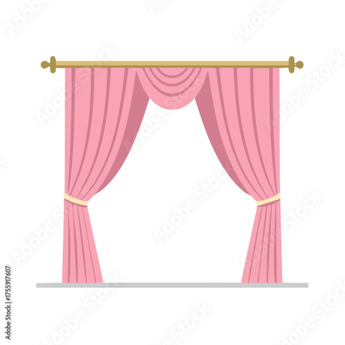 Elegant Pink Curtains with Drapery over a Window Frame Decorative Home Furnishings