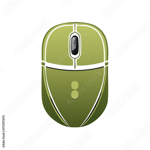 Green Computer Mouse Illustration Electronic Peripheral Device Control Icon