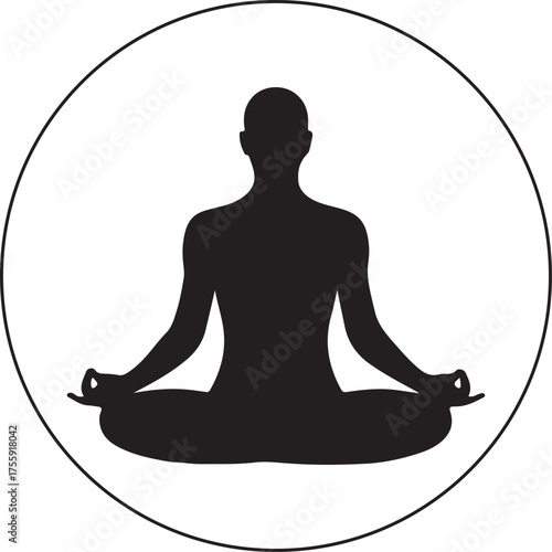 Person meditating in a lotus pose inside a circle