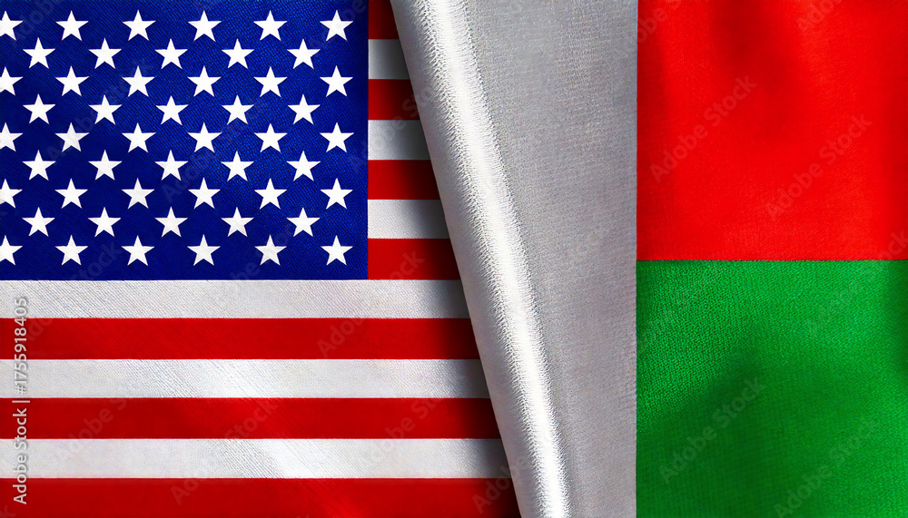 Fototapeta premium アメリカの国旗とマダガスカルの国旗(USA Flag & Madagascar flag.) 