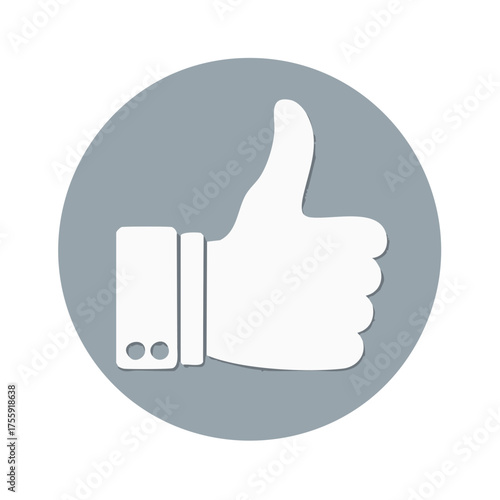 White Thumbs Up Icon Symbol in Circle Minimalist Graphic Design