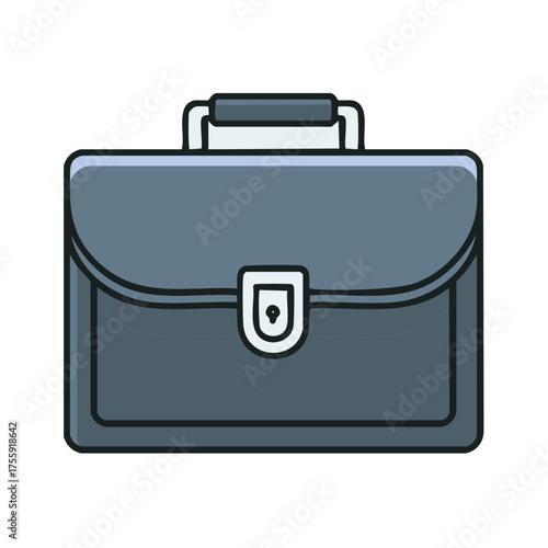 Isolated blue-gray business briefcase with handle and lock, for professionals and travel needs