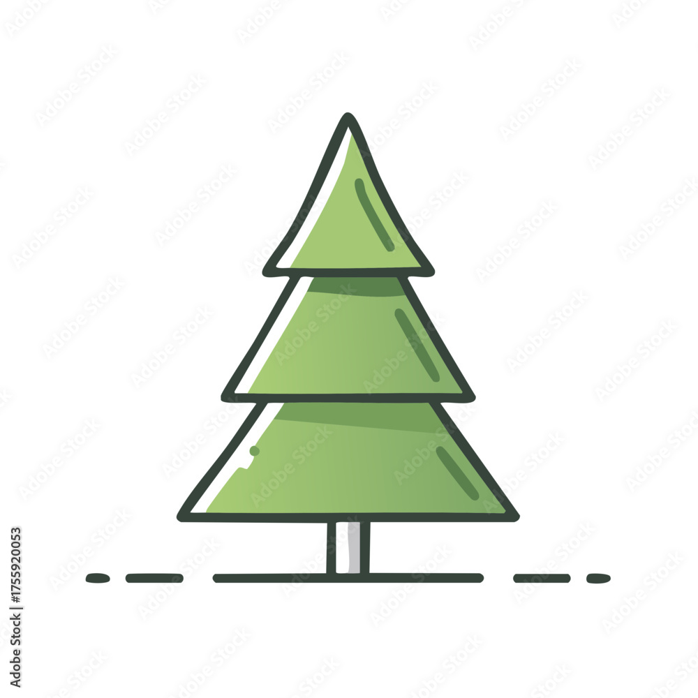 Fototapeta premium Stylized Evergreen Tree with Minimalist Design for Christmas Holiday or Forest Illustration