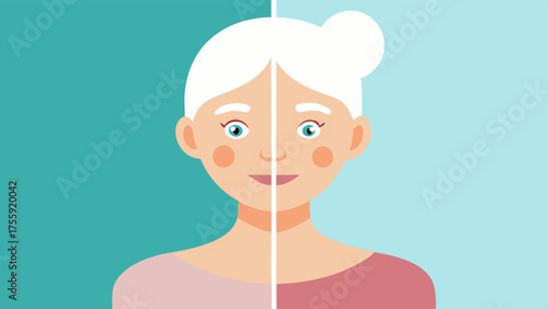 Before and After A split image showing dull wrinkled skin on one side and on the other side plump and smooth skin after nanotechnology treatment boosting collagen levels.