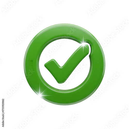 Checkmark Check Mark Green Glossy Isolated On Transparent Background