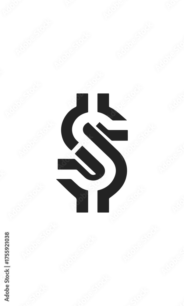 Fototapeta premium Dollar sign symbol graphic on black background