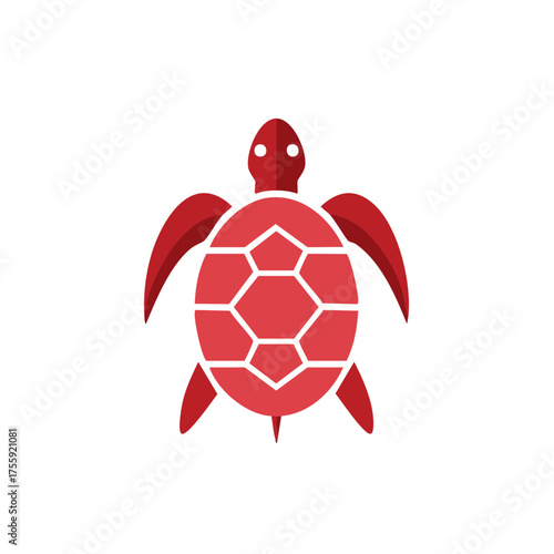 Red Turtle Illustration on White Background