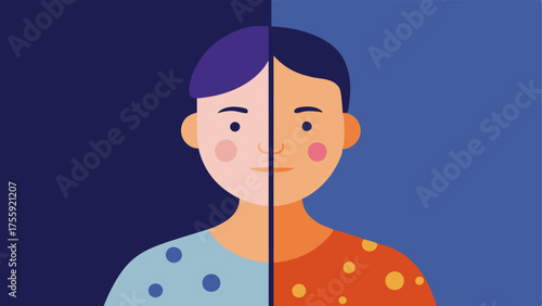 Before and After Faces Splitscreen illustration showing a face with visible acne scars on one side and a smooth clear complexion on the other emphasizing the transformative effects