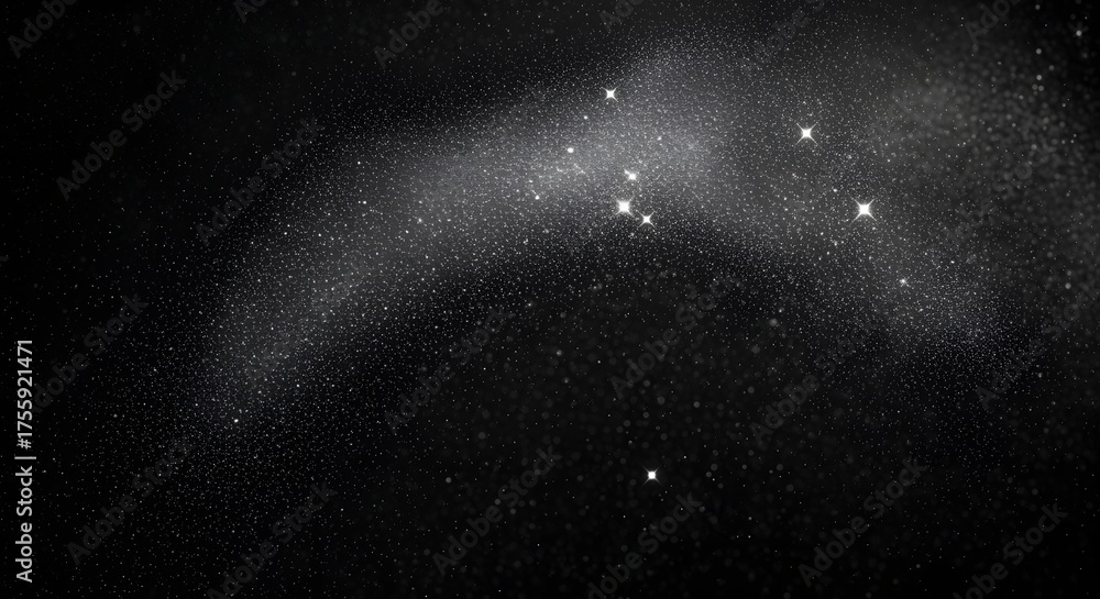 Obraz premium Elegant dark texture with soft silver glitter points and light flares, perfect for luxury branding and web backgrounds.