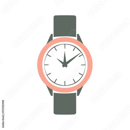Clean graphic illustration of a modern wrist watch showing time with minimalist design