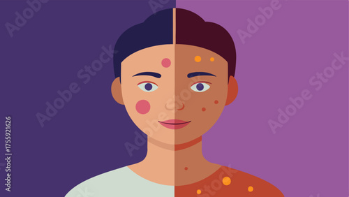 Before and After A split image comparing the skin surface before treatment showing visible age spots and after treatment smooth and clear skin indicating the effect of