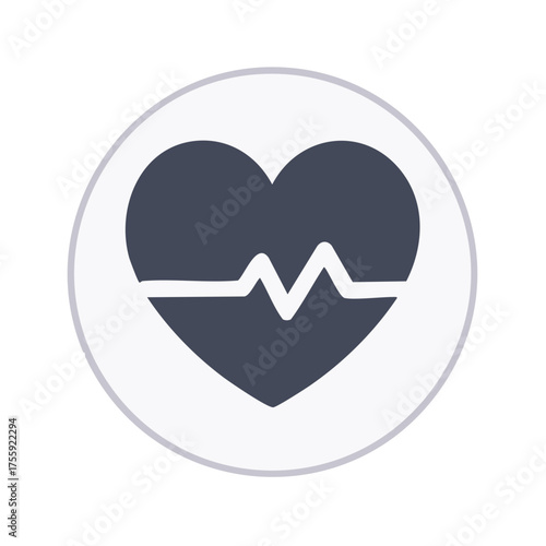 Healthcare and wellness icon with heart and heartbeat pulse wave symbol vector