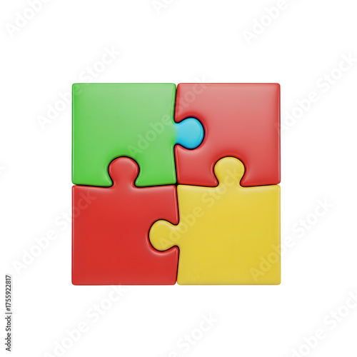 Puzzle Pieces Colorful Four Connected Isolated On Transparent Background