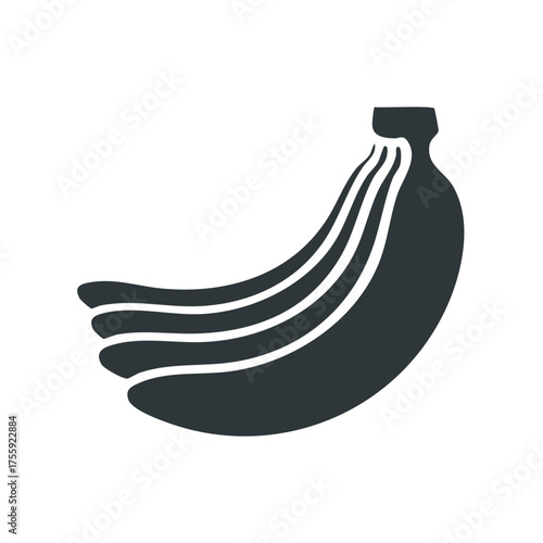 Simple black banana bunch icon with stylized lines graphic silhouette