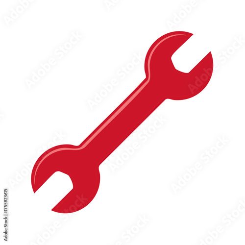 Single red wrench with open ends symbolizing repair and maintenance