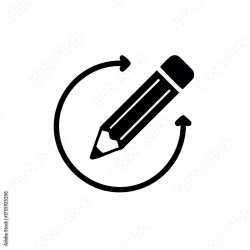 Pencil with circular arrows icon representing editing or revision process