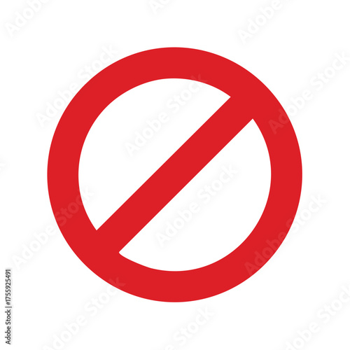Red prohibition sign on white background