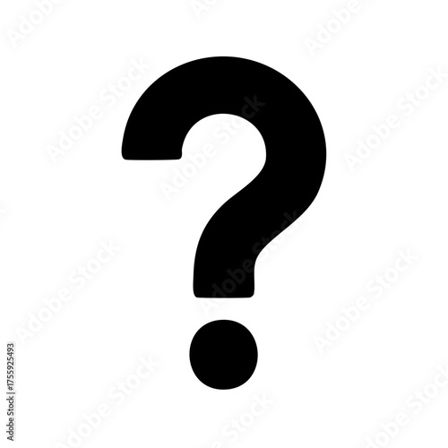 Question Mark Symbol Inquiry Confusion Black and White Isolated Communication Graphic