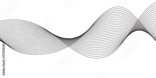 Abstract technology lines on white background. Undulate Grey Wave Swirl, frequency sound wave, twisted curve lines with blend effect, wave with lines created using blend tool.	