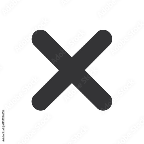 Simple Dark Gray Cross Mark on White Background Reject Symbol Cancellation Symbol Sign
