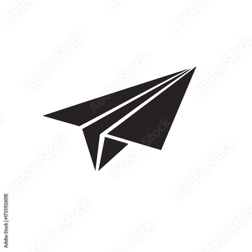 Paper airplane simple black icon on a white background
