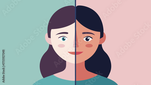 Before and After A split illustration depicting a face before and after using the facial oil showcasing visible skin improvement with softer lines and a healthy complexion.