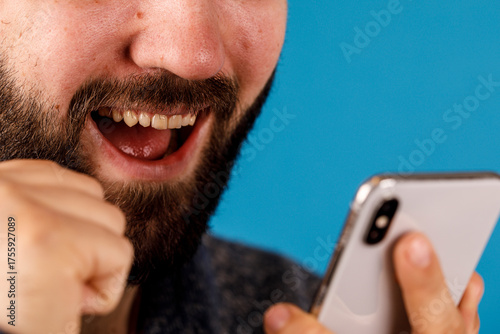 Happy man with a beard look...