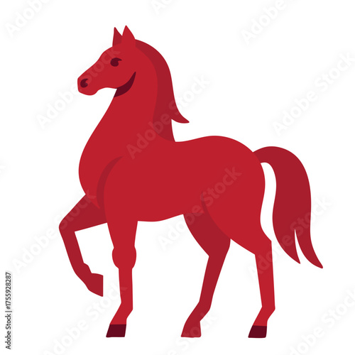 Chinese New Year 2026, the year of the Horse, red and gold line art characters, simple hand-drawn Asian elements with craft (Chinese translation: Happy Chinese New Year 2026, year of the Horse)