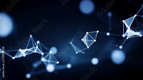 Abstract blue technological background with connecting dots and lines. Digital network, data, and scientific communication concept.