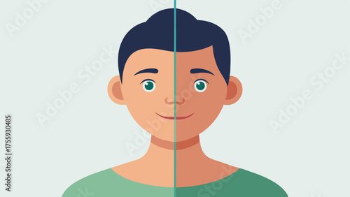 Before and After Sidebyside illustrations depicting the difference in skin texture and appearance before and after using the exosome mask.