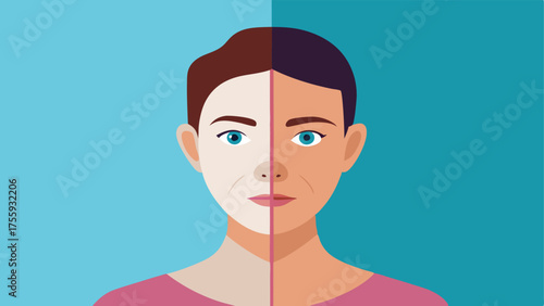 Before and After Faces Splitface design showing one side with visible wrinkles and the other side smooth and youthful after using the exosome serum.