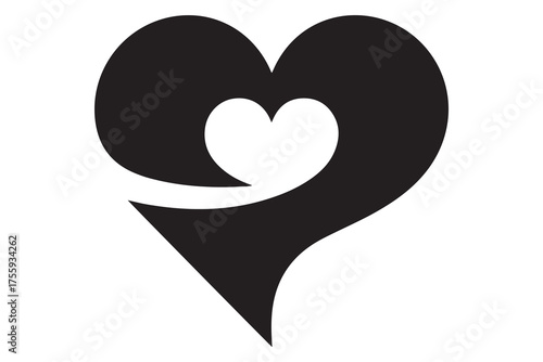 Human heart silhouette icon illustration in black color isolated on white background
