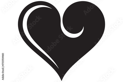 Human heart silhouette icon illustration in black color isolated on white background
