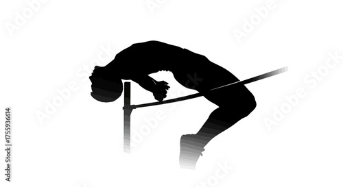 Dynamic athlete leaping over high jump bar in silhouette, showcasing athletic prowess and competitive spirit for sports and achievement themes.