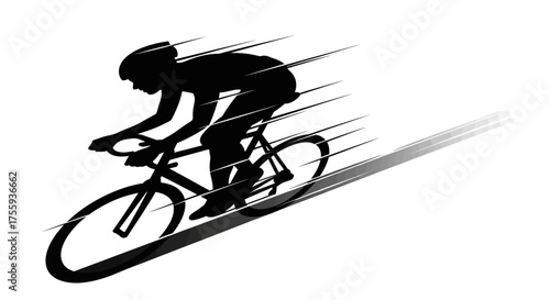Dynamic cyclist silhouette captures speed and motion, perfect for sports marketing and event promotion