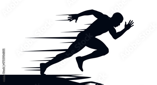 Dynamic silhouette captures the exhilarating rush of a sprinter accelerating with motion lines conveying incredible speed and power.